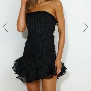 NWT Black Mesh Sleeveless Mini Dress Ruffle Hem Angel Biba y2k witchy whimsigoth